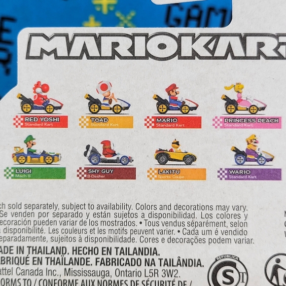 Hot Wheels Mario Kart Complete Set Wario Luigi Lakitu Yoshi Toad Shy Guy & Peach - Picture 7 of 7
